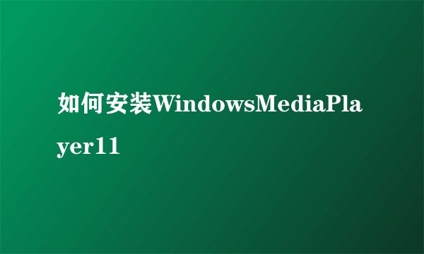 如何安装WindowsMediaPlayer11