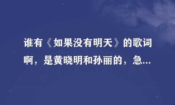 谁有《如果没有明天》的歌词啊，是黄晓明和孙丽的，急急急！！！！！！！！！！！！！