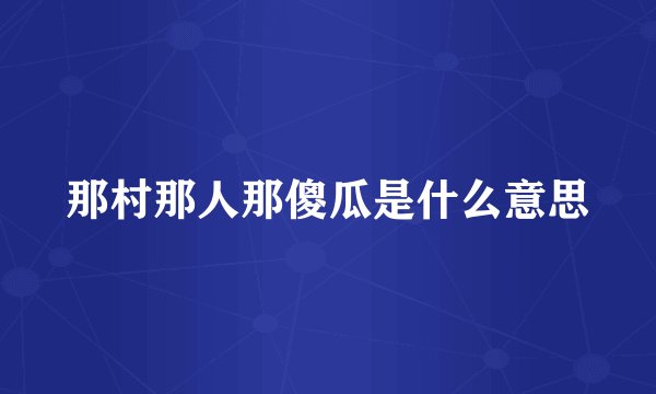 那村那人那傻瓜是什么意思