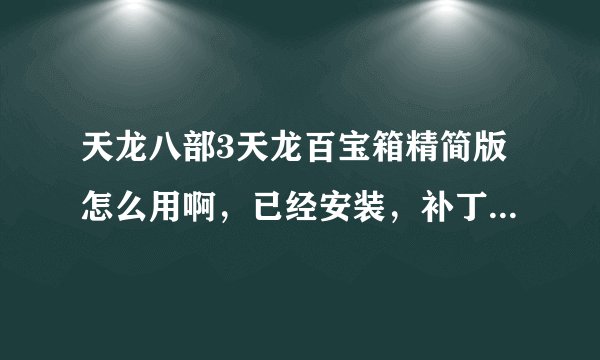天龙八部3天龙百宝箱精简版怎么用啊，已经安装，补丁也有，一用角色一直使用技能，打了一个怪就不会打第二