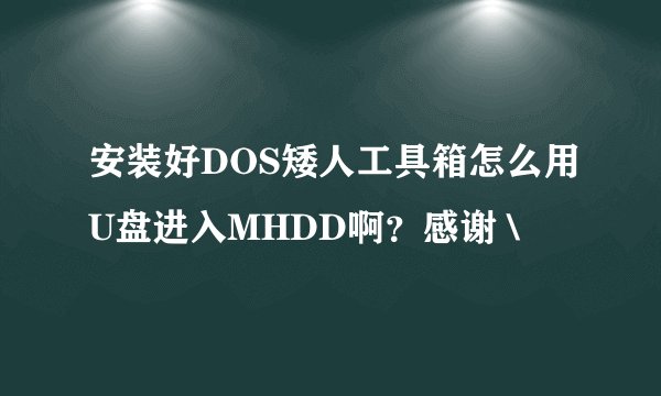 安装好DOS矮人工具箱怎么用U盘进入MHDD啊?感谢 \