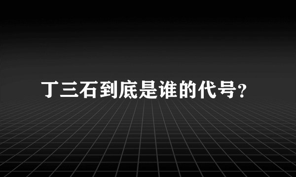 丁三石到底是谁的代号？