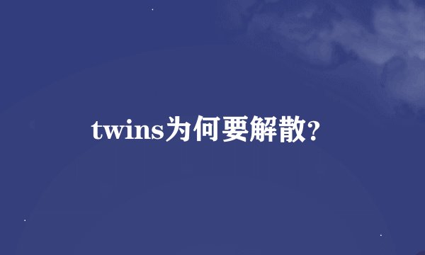 twins为何要解散？
