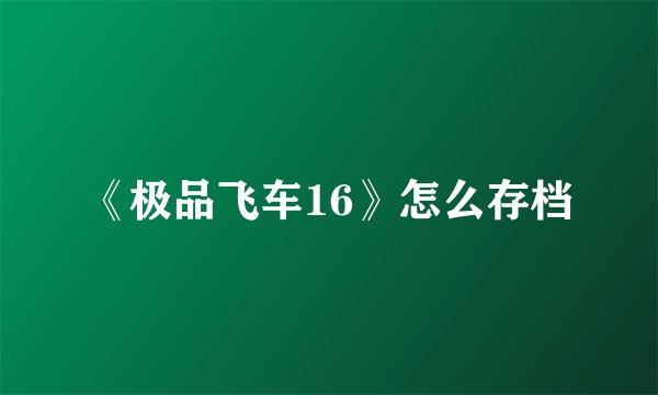 《极品飞车16》怎么存档