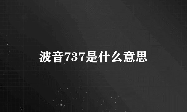 波音737是什么意思