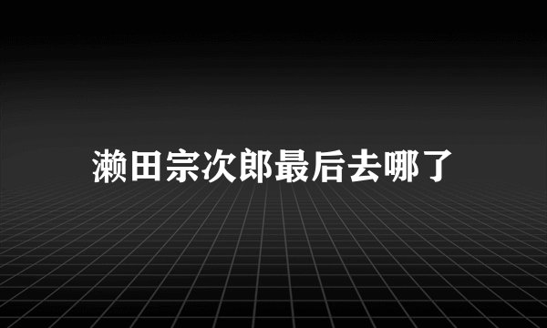 濑田宗次郎最后去哪了