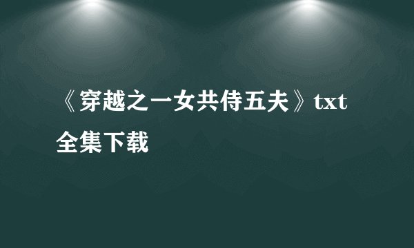 《穿越之一女共侍五夫》txt全集下载