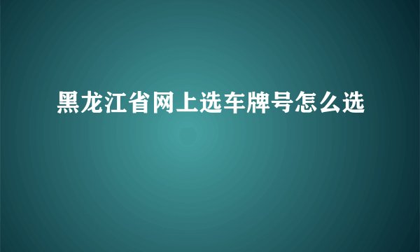 黑龙江省网上选车牌号怎么选