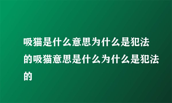 吸猫是什么意思为什么是犯法的吸猫意思是什么为什么是犯法的