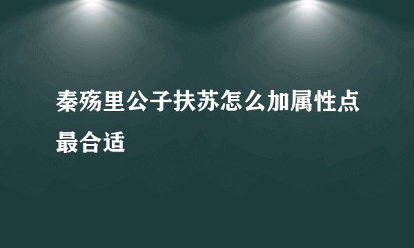 秦殇里公子扶苏怎么加属性点最合适