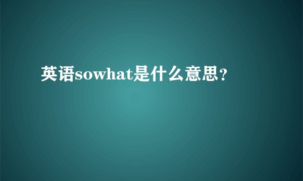 英语sowhat是什么意思？