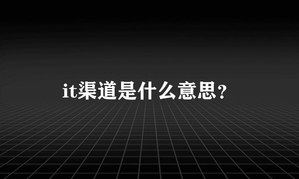 it渠道是什么意思？
