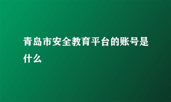 青岛市安全教育平台的账号是什么