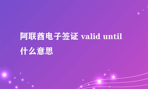 阿联酋电子签证 valid until 什么意思