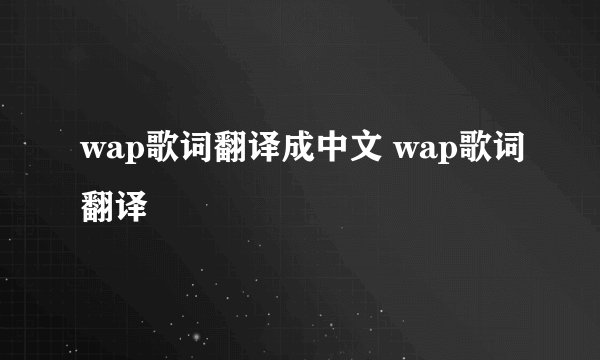 wap歌词翻译成中文 wap歌词翻译