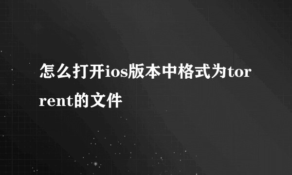 怎么打开ios版本中格式为torrent的文件