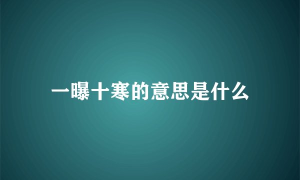 一曝十寒的意思是什么