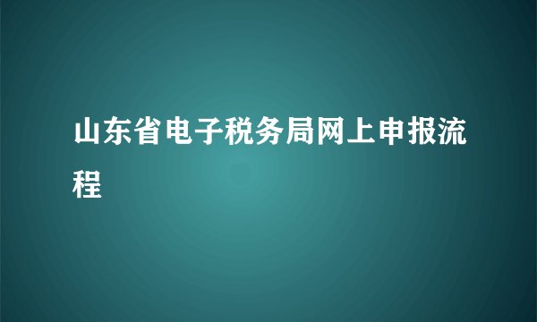 山东省电子税务局网上申报流程