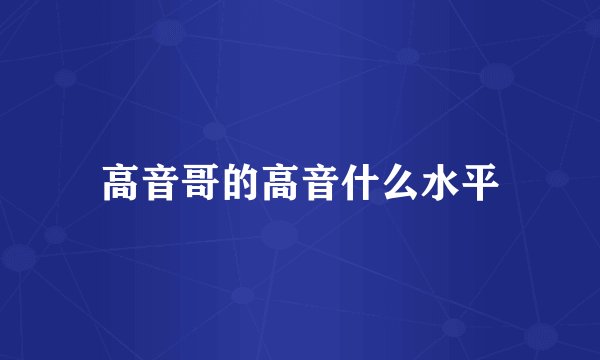 高音哥的高音什么水平