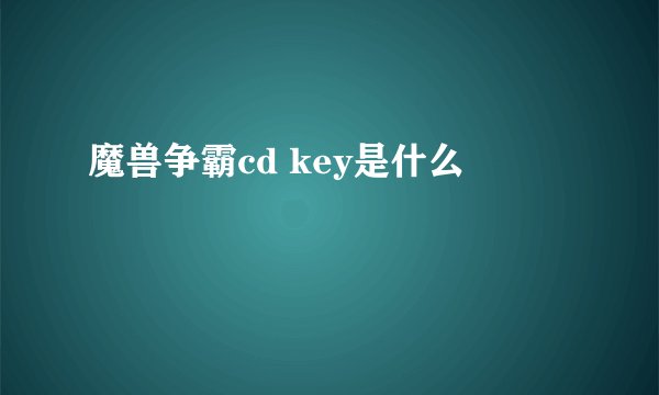 魔兽争霸cd key是什么