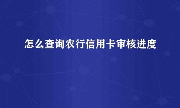 怎么查询农行信用卡审核进度