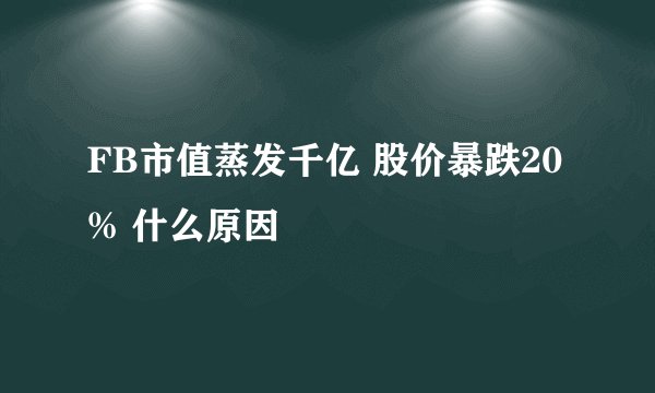 FB市值蒸发千亿 股价暴跌20% 什么原因