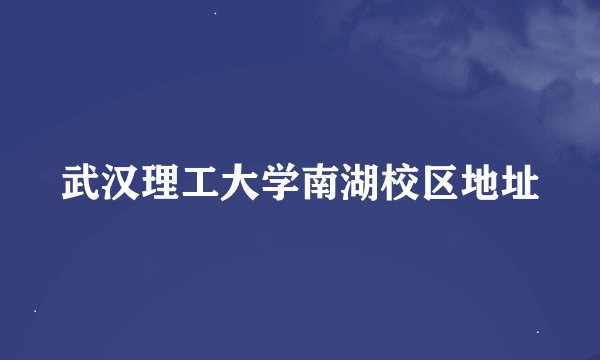 武汉理工大学南湖校区地址