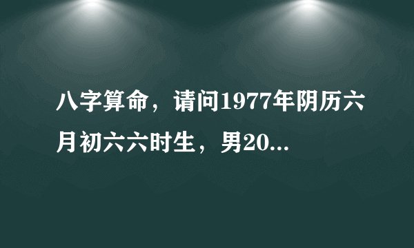 八字算命，请问1977年阴历六月初六六时生，男2010年的运势和事业，谢谢