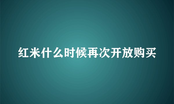 红米什么时候再次开放购买