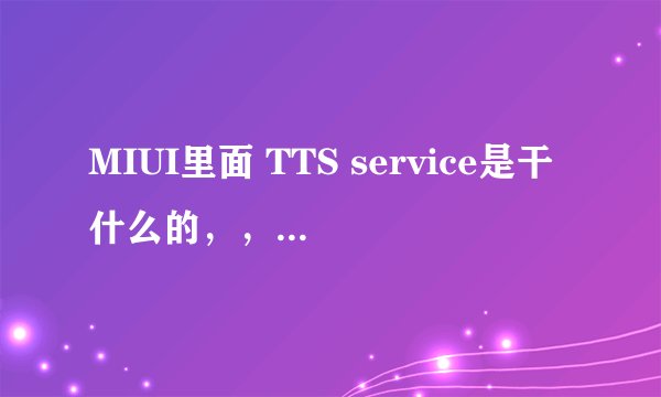 MIUI里面 TTS service是干什么的，，怎么桌面上找不到