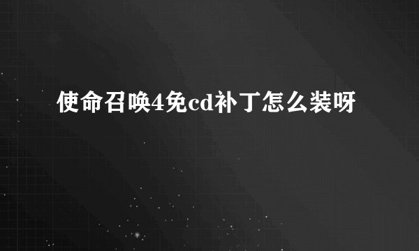 使命召唤4免cd补丁怎么装呀