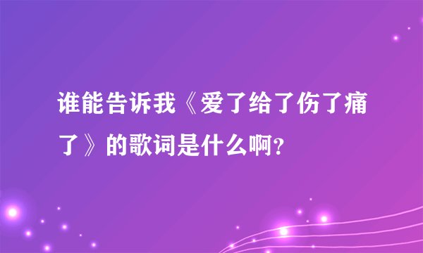 谁能告诉我《爱了给了伤了痛了》的歌词是什么啊？