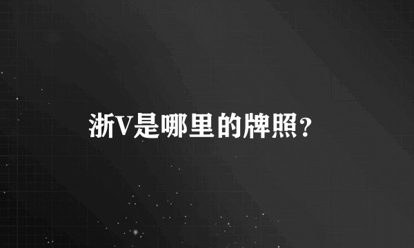 浙V是哪里的牌照？
