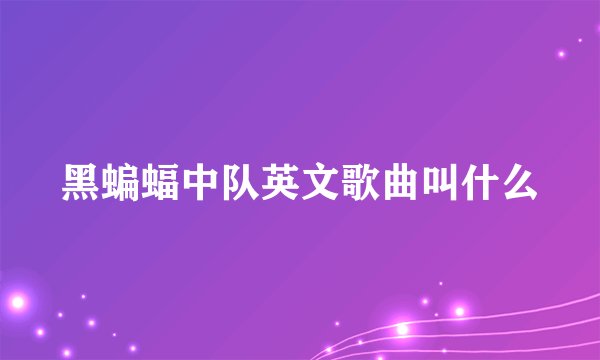黑蝙蝠中队英文歌曲叫什么