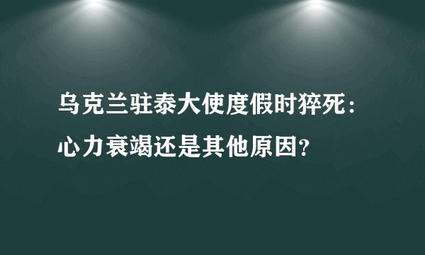 乌克兰驻泰大使度假时猝死：心力衰竭还是其他原因？