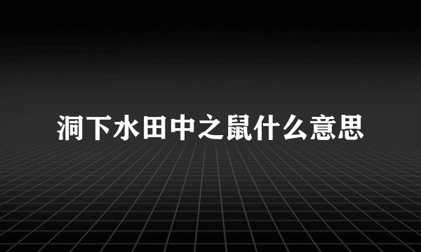 洞下水田中之鼠什么意思