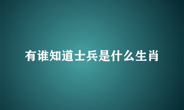 有谁知道士兵是什么生肖