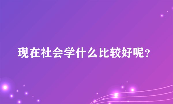 现在社会学什么比较好呢？