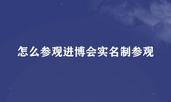 怎么参观进博会实名制参观