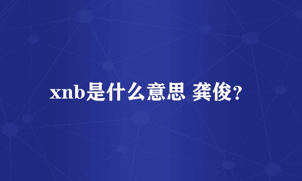 xnb是什么意思 龚俊？