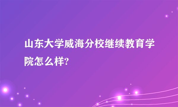 山东大学威海分校继续教育学院怎么样?
