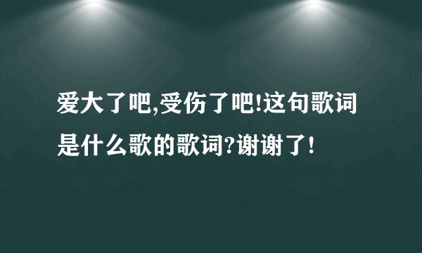爱大了吧,受伤了吧!这句歌词是什么歌的歌词?谢谢了!
