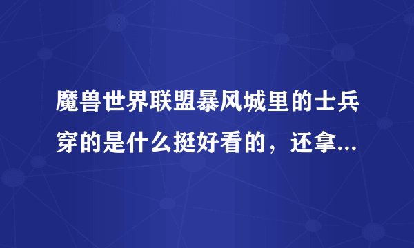 魔兽世界联盟暴风城里的士兵穿的是什么挺好看的，还拿个联盟标志的盾牌，我想弄一套不知道哪能弄。