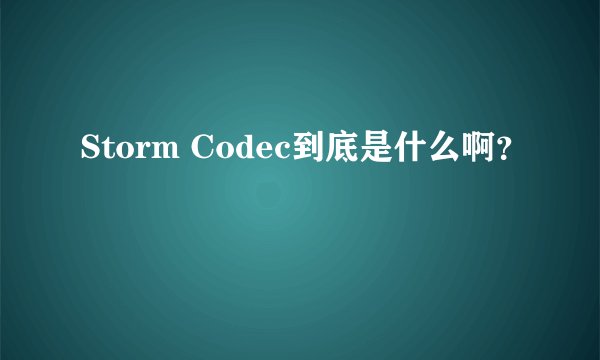 Storm Codec到底是什么啊？