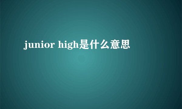 junior high是什么意思