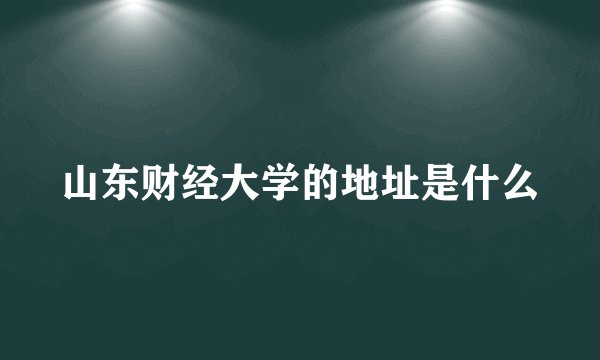 山东财经大学的地址是什么