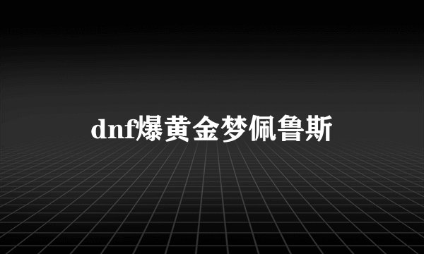 dnf爆黄金梦佩鲁斯