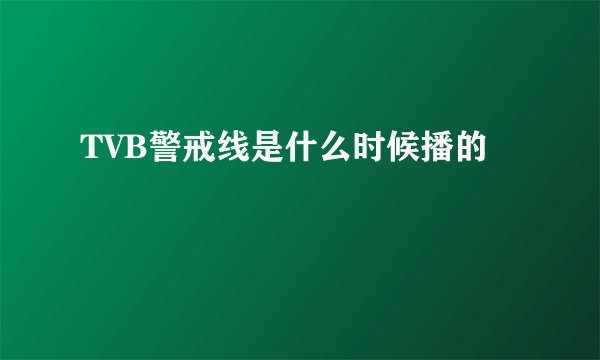 TVB警戒线是什么时候播的