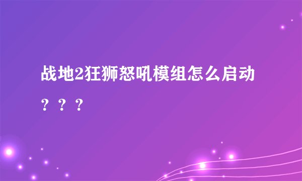 战地2狂狮怒吼模组怎么启动？？？