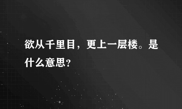 欲从千里目，更上一层楼。是什么意思？